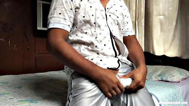 Avrool is a young Latino, who is horny and needs some relief, so he starts stripping naked, as he works up a boner. Rock hard and ready, the young man fingers himself a bit and then gets down to business.