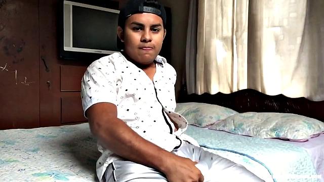 Avrool is a young Latino, who is horny and needs some relief, so he starts stripping naked, as he works up a boner. Rock hard and ready, the young man fingers himself a bit and then gets down to business.