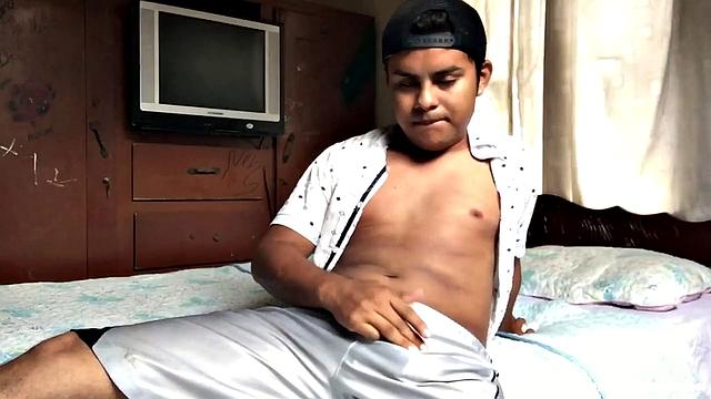 Avrool is a young Latino, who is horny and needs some relief, so he starts stripping naked, as he works up a boner. Rock hard and ready, the young man fingers himself a bit and then gets down to business.