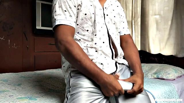 Avrool is a young Latino, who is horny and needs some relief, so he starts stripping naked, as he works up a boner. Rock hard and ready, the young man fingers himself a bit and then gets down to business.