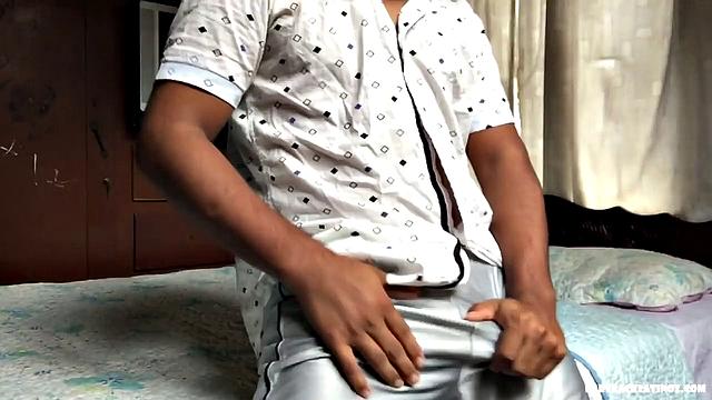 Avrool is a young Latino, who is horny and needs some relief, so he starts stripping naked, as he works up a boner. Rock hard and ready, the young man fingers himself a bit and then gets down to business.