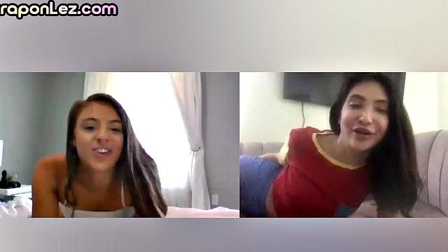 Kinky lesbian babe analtoying and assfingering on video call