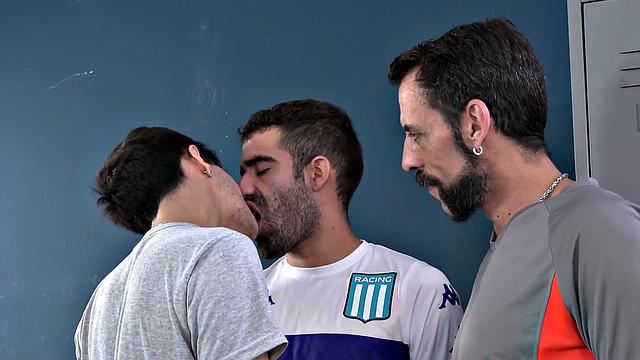 DILF in locker room trio