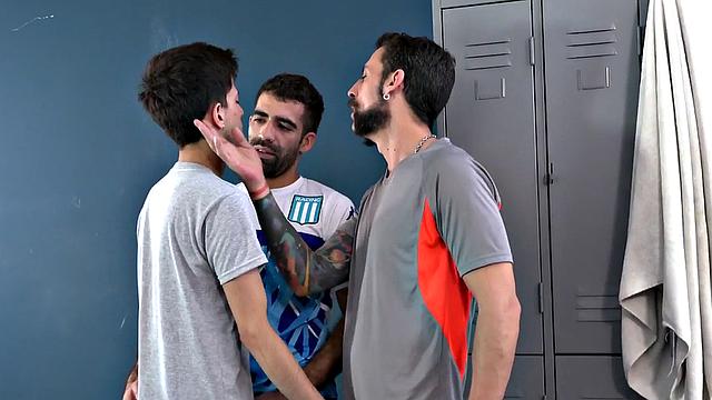 DILF in locker room trio