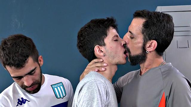 DILF in locker room trio