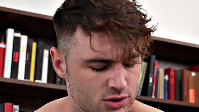 Inked boss assfucks coworker after rimming him