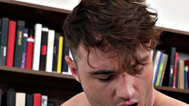 Inked boss assfucks coworker after rimming him