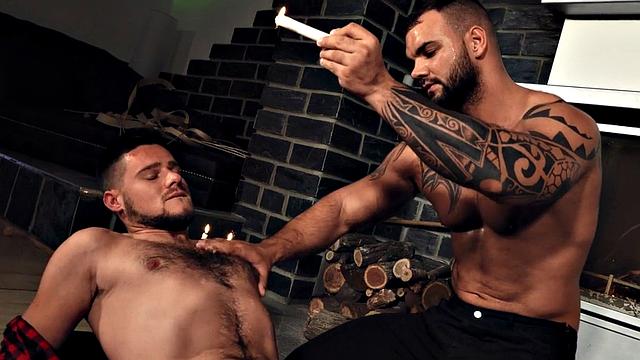 Submissive punished with wax before bareback fucking