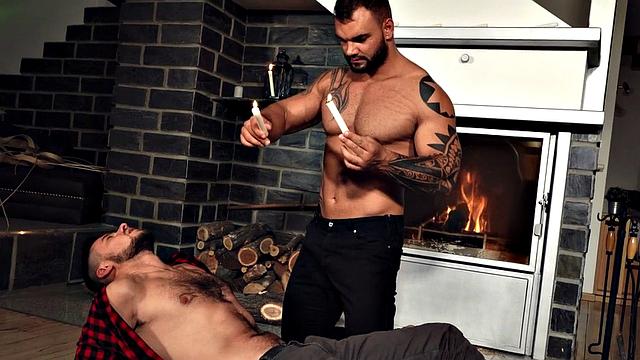 Submissive punished with wax before bareback fucking