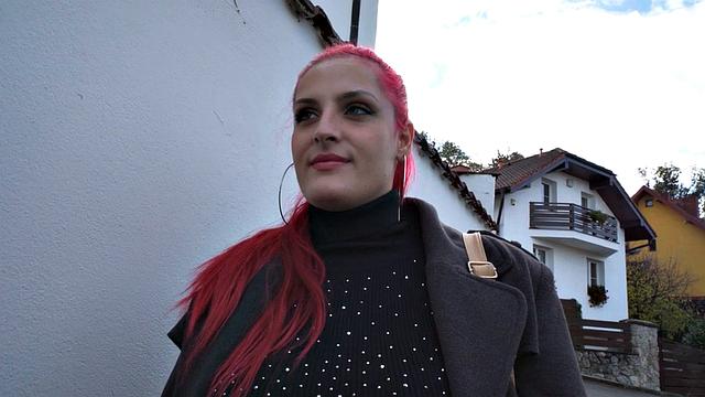 Picked up pink-haired curvy babe pounded and deepthroating