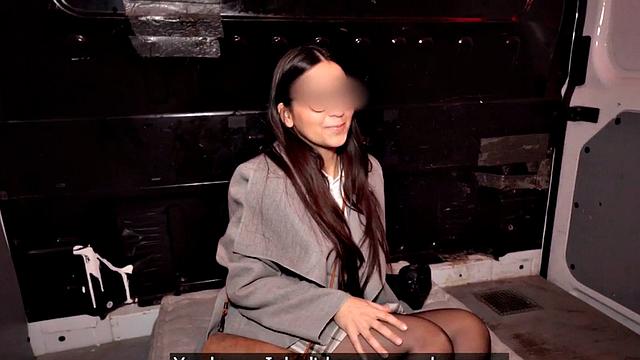 Blindfolded cutie in stockings spoiled by priest