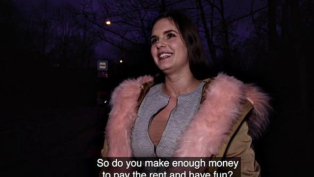 POV busty babe4cash closeup sucks n rides BWC after casting