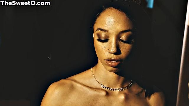 Lingerie ebony doggystyled by lover