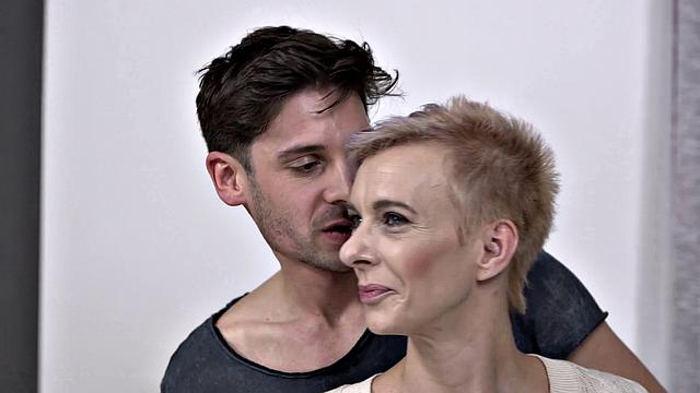 LUSTY GRANDMAS - Horny Granny Gets Pussy Fucked And Face Covered In Cum By Teen Neighbor