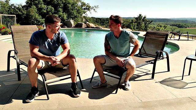 Amateur swimming pool guys enjoy anal outdoors till cumshot