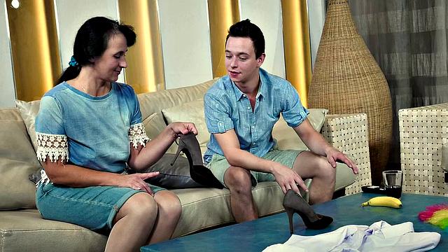 LUSTY GRANDMAS - Sexy Mature Maid In Stockings Made A Fantasy Come True By Fucking Him