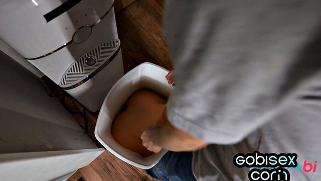 Cute petite 21yo gives head in BI 3some