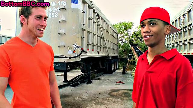 Poor ebony giving head to white lad