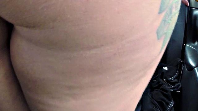 Watch these lesbians scissor and finger each other's bald pussies in the backseat of a taxi