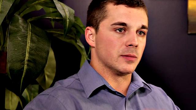 Muscular hunk masturbates solo until he cums hard in the air