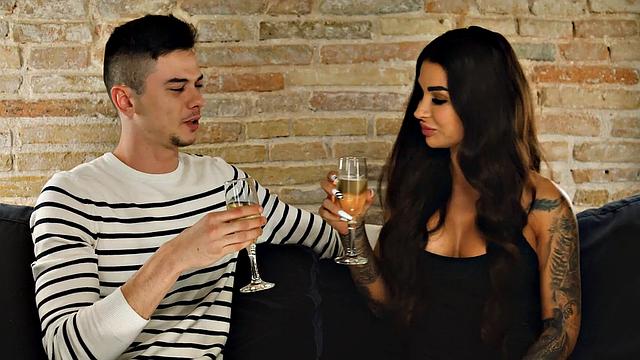 Heart-Racing Passion of Long-awaited companions. Brunette with phat orbs meets partner, gets nasty and enjoys HD hardcore sex!