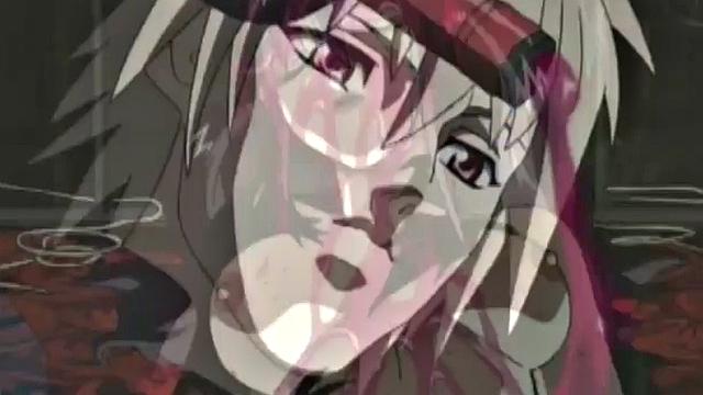 A muscular anime whore take on multiple cocks in a wild bukkake party