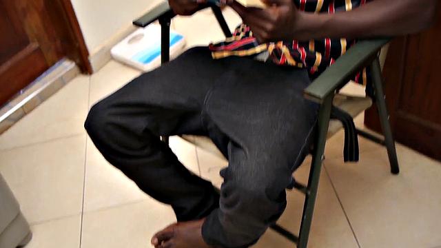 Black African twink jerks at home solo until cumshot