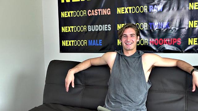 Casted jock masturbates in solo amateur action