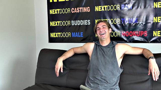 Casted jock masturbates in solo amateur action