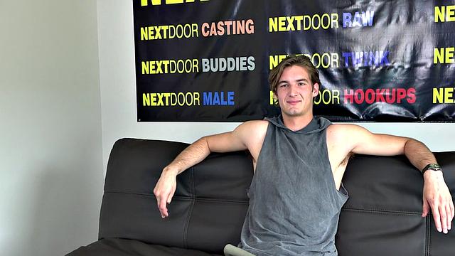 Casted jock masturbates in solo amateur action