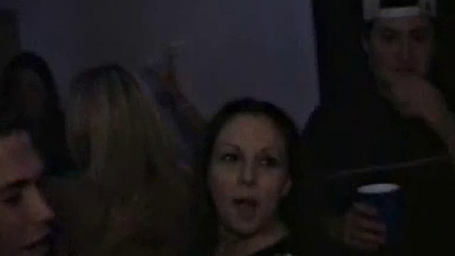 Slutty college teen does the splits on dick