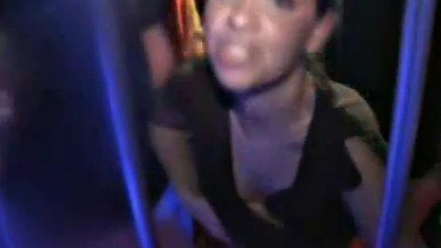 Slutty college teen does the splits on dick