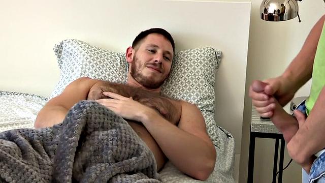 Athletic stepson gives blowjob before being barebacked by bear