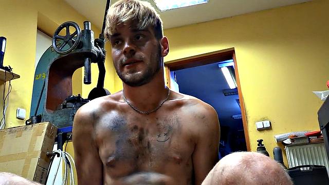 Pulled straight dude POV assfucked by gay dude in garage