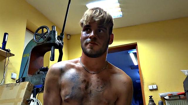 Pulled straight dude POV assfucked by gay dude in garage