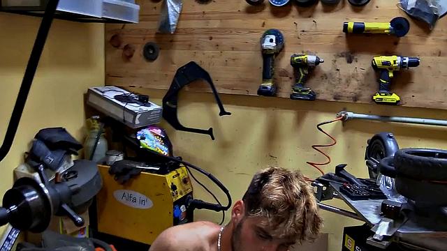 Pulled straight dude POV assfucked by gay dude in garage