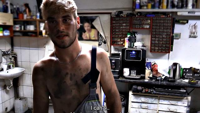 Pulled straight dude POV assfucked by gay dude in garage