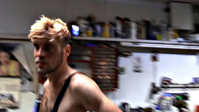 Pulled straight dude POV assfucked by gay dude in garage