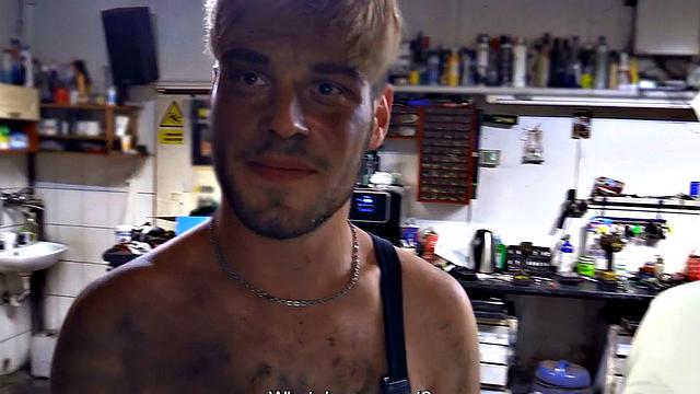 Pulled straight dude POV assfucked by gay dude in garage