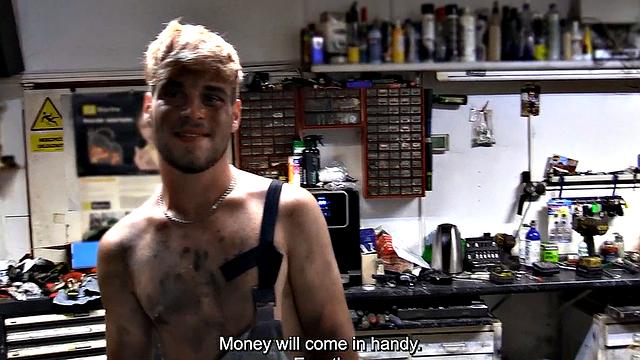 Pulled straight dude POV assfucked by gay dude in garage