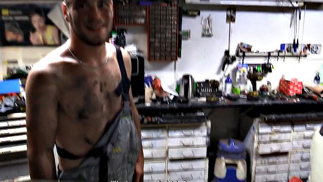 Pulled straight dude POV assfucked by gay dude in garage