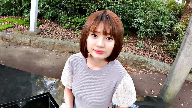 Japanese cafe worker Yuika Takigawa uses sex toy to play for us.