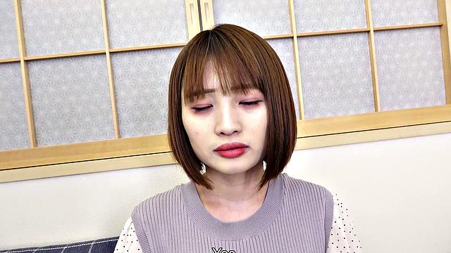 Japanese cafe worker Yuika Takigawa uses sex toy to play for us.