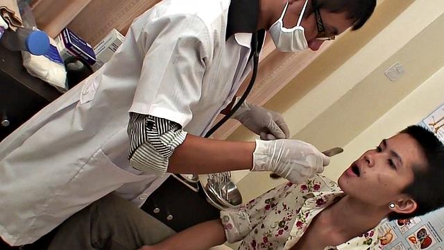 Orient amateur twink fucked and pissed at doctor's infirmary