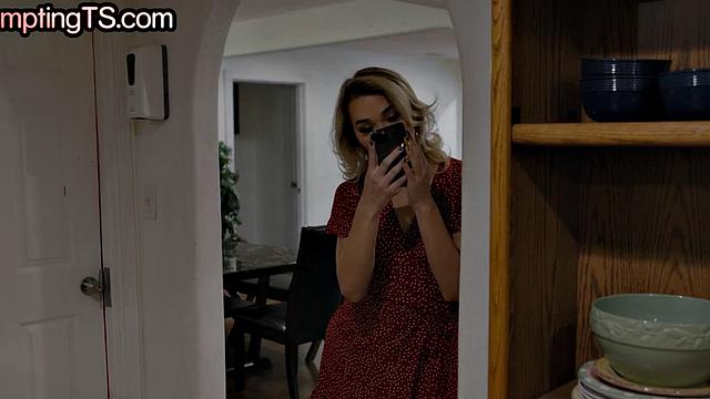 Busty pierced Trans babe fucks guy's asshole after BJ