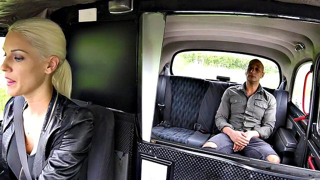 Blonde with pierced pussy gets her tight lips stretched wide by a massive black rod