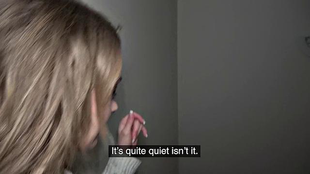 British cutie with small tits gets pounded hard in POV outdoor action