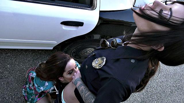 Horny Lesbian Criminal Vanna Bardot Offers Her Hairy Pussy to Cop Karma Rx