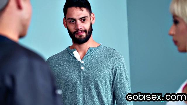 Pervy blonde pleasing bisex guys