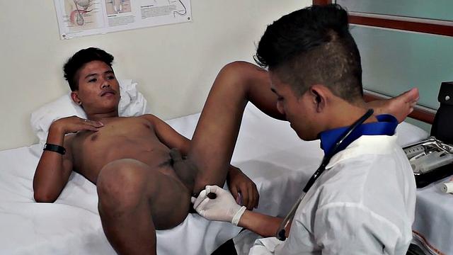Asian twink anally examined by doctor in infirmary